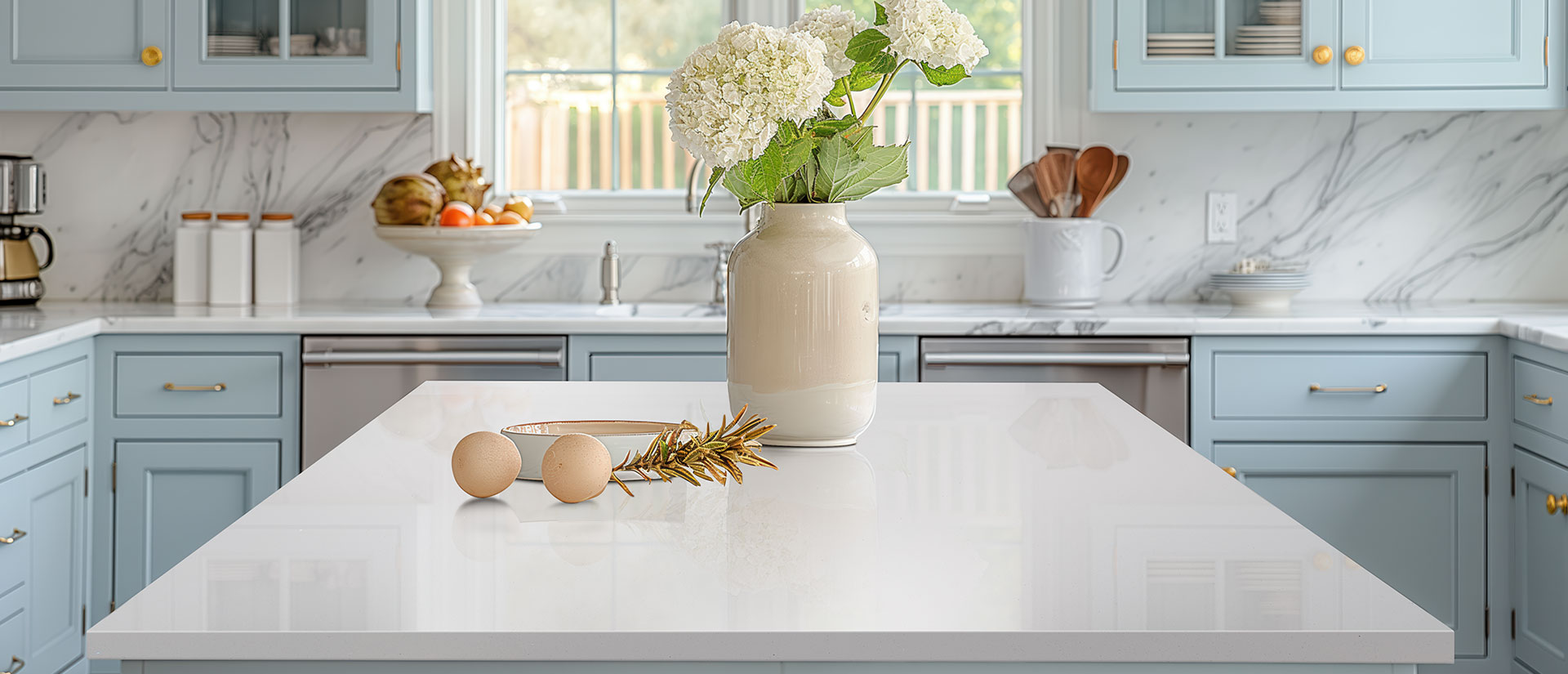 Stellar White Quartz Kitchen